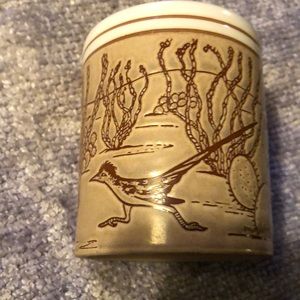 Vintage roadrunner brown ceramic mug.
